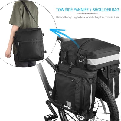 Sacoche Multifonctionnelle 3 en 1 pour Vélo Sacoche de Porte-Bagages Arrière pour VTT Vélo de Route Sac de Coffre pour Vélo Porte-Bagages de Cyclisme 37L