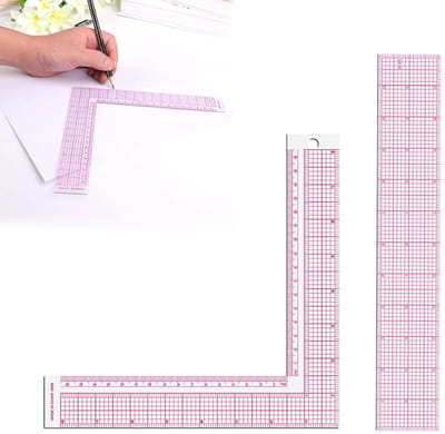 L-vormige Liniaal - Meetliniaal Naaien - Kleding Maken - Duurzaam Plastic - 28.6 cm - Roze