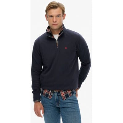 Superdry Preppy Trui met Halve Rits Blauw Grootte: Xxl