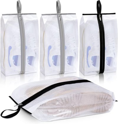 Waterdichte reistassen voor schoenen - 4-pack - 20*40vm - Grote opbergzakken voor schoenen - Doorzichtige sneakertassen - Draagbare opbergzakken voor laarzen - met stevige rits - Unisex
