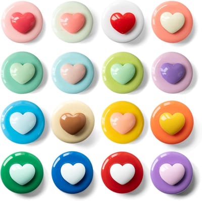 SnelShoppen - 16/9 Stuks Schattige Macaron Hart Magneten Set - Sterke Neodymium Magneten voor Whiteboard, Keuken, Kantoor - Multicolor Decoratieve Mag