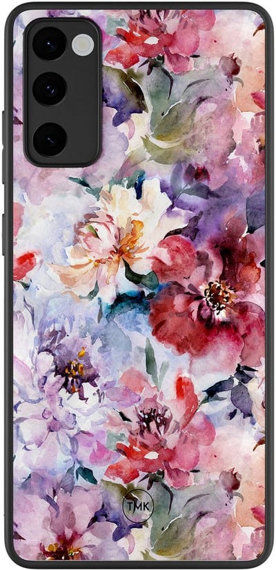 Hoesje geschikt voor Samsung Galaxy S20 FE - Bloemen acryl - Paars - TPU case - Bloemen - Hardcase zwart telefoonhoesje