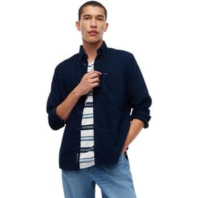Tommy Jeans Overhemd Tjm Reg Baby Corduroy Shirt Ext Dm0dm23517 C1g Dark Blue Mannen Maat - M