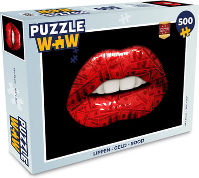 Puzzel Lippen - Geld - Rood - Legpuzzel - Puzzel 500 stukjes