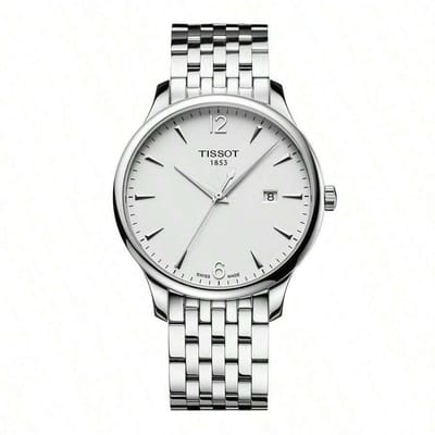 TISSOT Tissot kwartsuurwerk, eenvoudig en veelzijdig kwartshorloge voor heren/dames, Zwitsers gemaakt, 42 mm witte wijzerplaat T063.610.11.037.00 wit