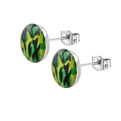 Aramat Jewels | Oorbellen | RVS Panter Oorbellen Dierenprint 10mm - Luipaard Oorstekers | Tijger-Groen-7mm | |7mm | Staal | Kinderen, Volwassenen | Verkleurd niet