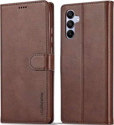 Geschikt voor Samsung Galaxy A15 4G/5G - Pasjeshouder - Magneet - Book Case Hoesje - Bruin