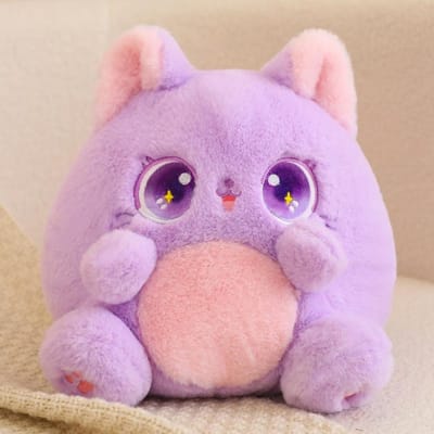 Schattig Kleurrijk Grote Ogen Kat Pluche Speelgoed Gevuld Pluizig Kawaii Zachte Pop Cadeau voor Kinderen Verjaardagscadeau 25cm paars