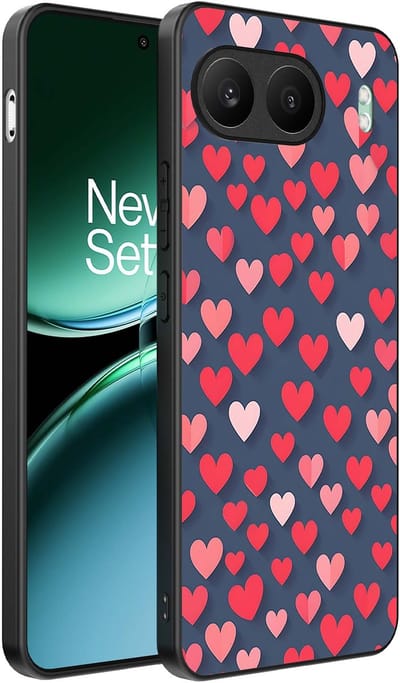 Smartphonica Telefoonhoesje Geschikt voor OnePlus Nord 4 met Roze en Rode Hartjes Opdruk - TPU Backcover Case With Rosé and Red Heart Design geschikt voor OnePlus Nord 4