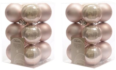 24x Lichtroze kunststof kerstballen 6 cm - Mat/glans - Onbreekbare plastic kerstballen - Kerstboomversiering lichtroze