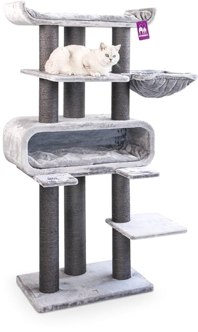 Petrebels Krabpaal XL Krabpaal Route 180 - Grijs - Voor grote katten - 76 x 60 x 180 cm