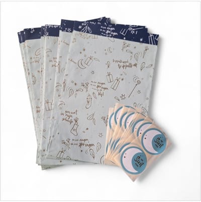 20x Cadeauzak + 20x naamsticker - Sint Songtekst BLAUW Sinterklaas 17x25cm