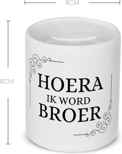 Akyol - hoera ik word broer Spaarpot - Broer - iemand die broer wordt - broer cadeautjes - cadeau - kado - geschenk - 350 ML inhoud
