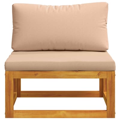vidaXL - Modulair - middelste - bankgedeelte - met - kussens - Massief - Acacia - Hout