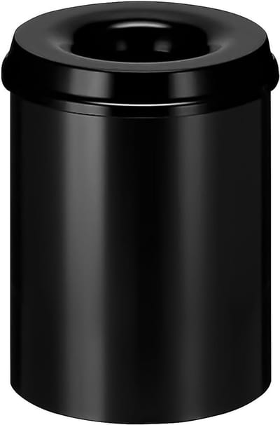 Metalen Papiermand met Bluskop, Zwart, 15 Liter