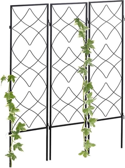 Thuys – Klimrek Planten – Plantensteun voor Klimplanten – Wandrek voor Buiten – Staal – Nature – 12 Panelen – 30x122 cm – Zwart