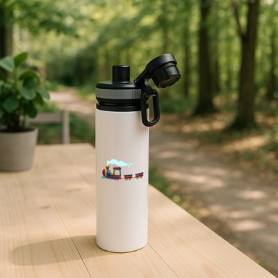 Hacebo® - Treinen waterfles met draaidop grijs - Treinmachinist - Treinmachinisten - spoorvoertuigen - locomotieven - water fles - 850ML