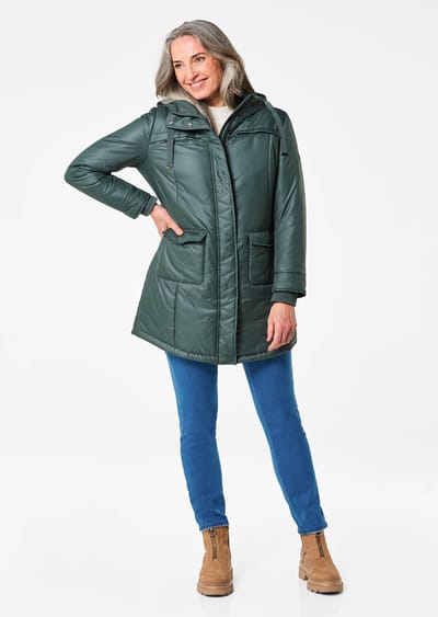 Sportieve anorak met warme wattering - grijsgroen - Gr. 40 van Goldner Fashion