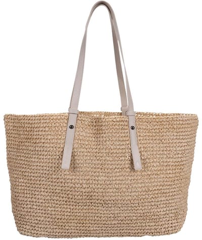 Monk and Anna - Kami Straw Bag - Rieten Tas | Stone - 37x13x31cm