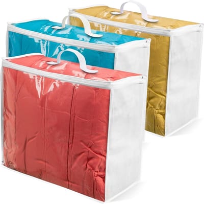Opbergzakken Dekens - Kledinghoezen - Ruimte Besparen - Ademend Vlies - 3 Stuks 20x20x8 - Transparant