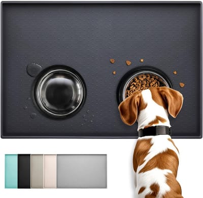 Siliconen hondenvoedermat, waterbestendig, rubber, voor honden en katten, antislip, met verhoogde rand, vermijd morsen van water of voedsel, vaatwasmachinebestendig, 47 × 29,2 cm