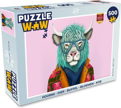 Puzzel Hoorns - Dier - Buffel - Bloemen - Koe - Legpuzzel - Puzzel 500 stukjes