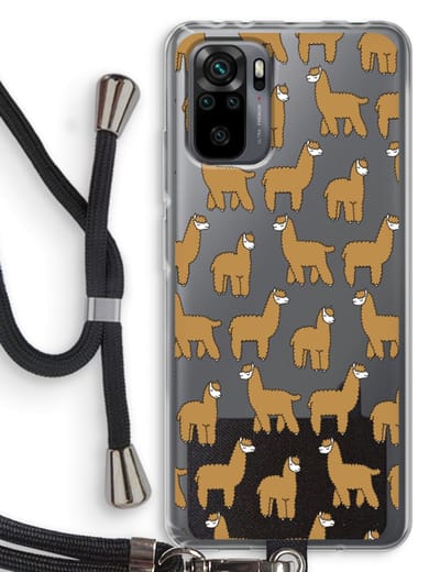 Case Company® - Hoesje met koord geschikt voor Xiaomi Redmi Note 10 Pro hoesje met Koord - Alpacas - Telefoonhoesje met Zwart Koord - Bescherming aan alle Kanten en Over de Schermrand