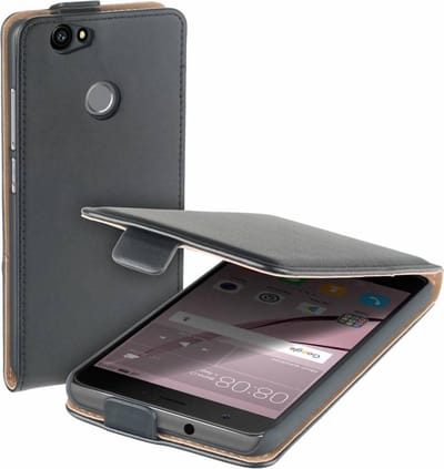 Zwart eco leather flipcase voor Huawei Nova hoesje
