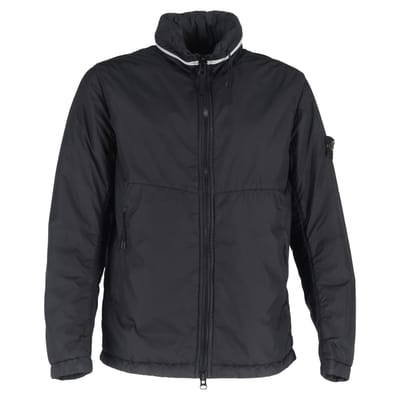 Stone Island jas met verborgen capuchon in zwart nylon