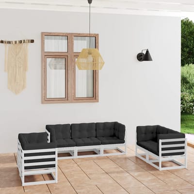 vidaXL - 7-delige - Loungeset - met - kussens - massief - grenenhout