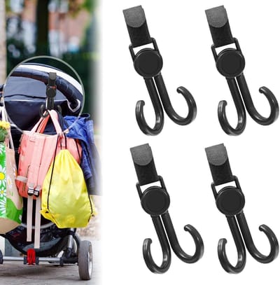 Kinderwagenhaken voor luiertassen en accessoires – Set van 4 – Ideaal voor handtassen, drinkflessen, boodschappentassen en jassen