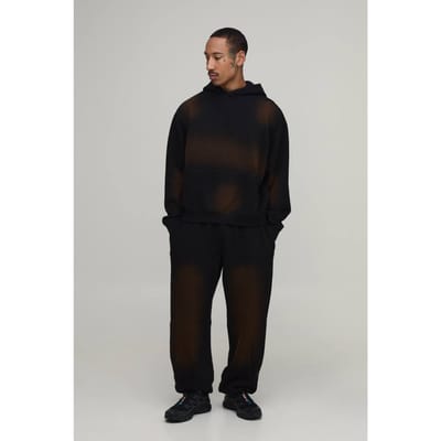 Oversized Boxy Spray Washed Trainingspak | Black | Size XS