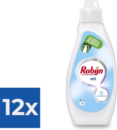 Robijn Vloeibaar Wasmiddel - Wit - 12 x 14 wasbeurten - 12 x 700ML - Voordeelverpakking 12 stuks