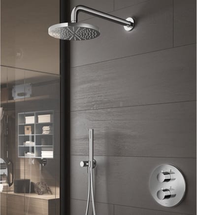 Hotbath Buddy - Inbouw Regendoucheset - Thermostatisch - Wandarm 35 cm - Hoofddouche 200 mm - Ronde Handdouche 3 Standen - met 2-Weg Stop-Omstel - Waterbesparend