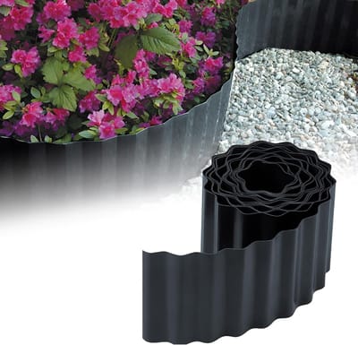 Tuinborder kunststof - Bloembed omranding - Tuin Afscheiden - Flexibel golf design - 9 meter 15cm - Antraciet