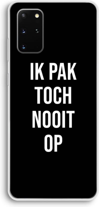 Case Company® - Hoesje geschikt voor Samsung Galaxy S20 Plus hoesje - Ik pak nooit op - Zwart - Soft Cover Telefoonhoesje - Bescherming aan alle Kanten en Schermrand