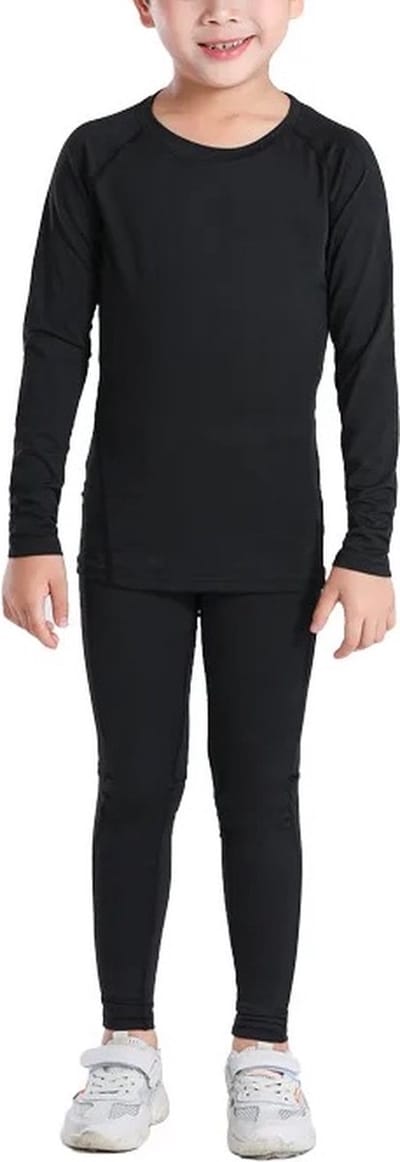 Ychee - Kinder Unisex Thermo Fleece Set - Sweater & Broek - Zacht, Warm en Comfortabel - Stretch - Ideaal voor Lounge en Sporten - Maat 110/120 CM (Lengte) - Zwart