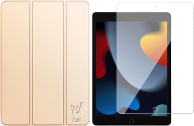 Book Case geschikt voor iPad 2022 / 2021 / 2020 10.2 inch - Goud Trifold Hoes