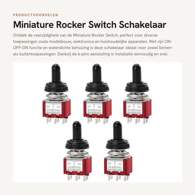 Dailygoods - Miniature Rocker Switch - Schakelaar - Waterdicht - 6-Pin - ON-OFF-ON - Pack van 5 - Voor algemene apparaten
