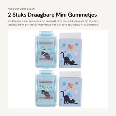 Kruimelverzamelaar 2 Stuks - Draagbare Mini-Gumreiniger - Compact - Lichtgewicht - Kunststof/IJzer - Voor Kantoor/Huishouden - Bureau-reiniger