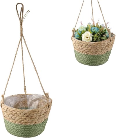 Handgeweven Hangmand voor Planten van Zeegras - Decoratieve Mand voor Thuis, Tuin en Binnengebruik