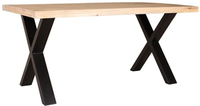 Eettafel rechthoekig mangohout Xavier lichtbruin 160cm duurzaam tafel met X-poot mango eetkamertafel rechthoek hout