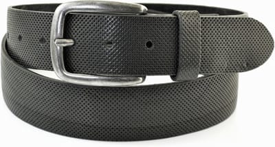 ZWARTE CASUAL RIEM VAN 4CM BREED MET GAATJESPRINT. ITALIAANS NERFLEER EN NIKKELVRIJE GESP. MAAT 95