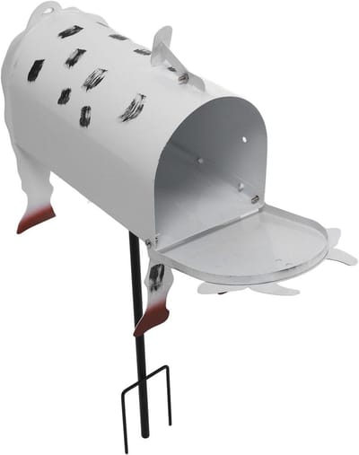 Koeienbrievenbus - Dierenbrievenbus Boerderij - Post Ontvangen - Weerbestendige Constructie - 23D x 16W x 13H cm - Zwart-wit