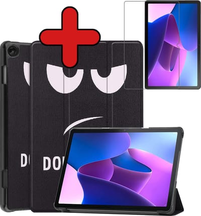 Hoesje - Geschikt voor Lenovo Tab M10 (3e / 3rd generatie) - Met Screenprotector - Hardcover Book Case - Trifold Bookcase Hoes - Hard Cover - Tablethoes - Don't Touch Me
