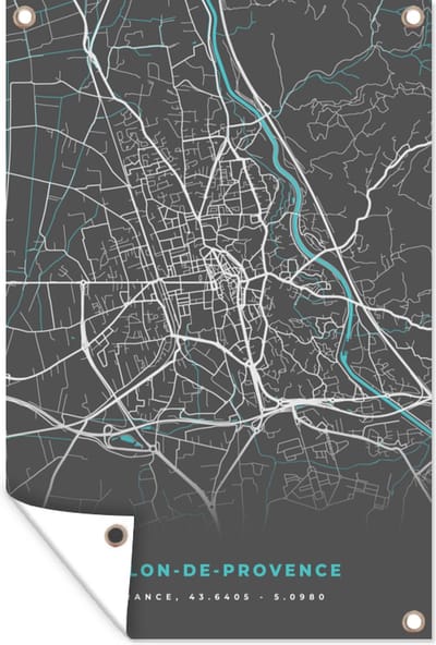 Muurdecoratie Salon-de-Provence - Stadskaart - Kaart - Plattegrond - Frankrijk - 120x180 cm - Tuinposter - Tuindoek
