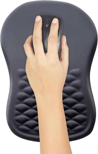 Ergonomische muismat - Polssteun bureau - Comfortabel werken - Traagschuim vulling - 32 x 22 cm - Zwart