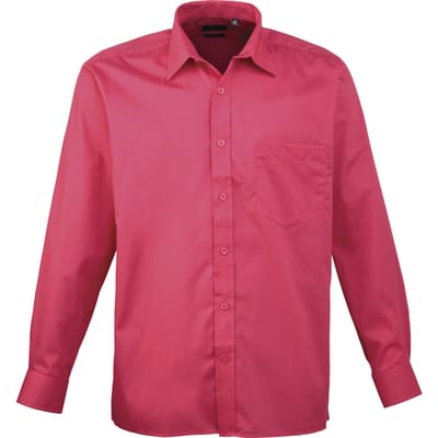 Premier Heren Premier Poplin Formeel Overhemd Met Lange Mouwen (Heet Roze)