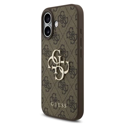 Guess Back Cover - Bruin voor iPhone 17 - Schokbestendig - Big Metal Logo