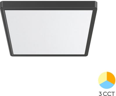 JADE - LED Plafondlamp - Keuken Woonkamer 23x23 - 20W - CCT Aanpasbaar kleuren - 3000K-4000K-6000K - Mat Zwart - Opbouw - Vierkant - IP20